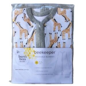 NEW Burt's Bees Baby Beekeeper Wearable Blanket Giraffe Print Size M 6-12 Months